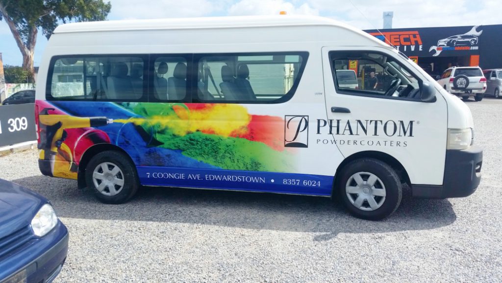 Work van with new vehicle signage