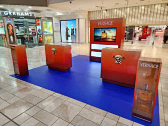 An advertising display inside a large shopping centre